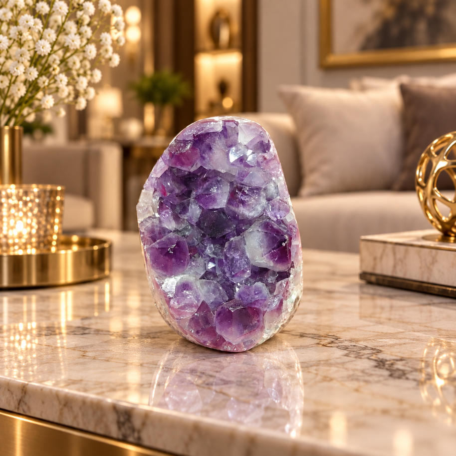 Premium Natural Amethyst Crystal – Purple Crystal Home Décor & Serenity Accent | Size: 5×6 | 263 Grams