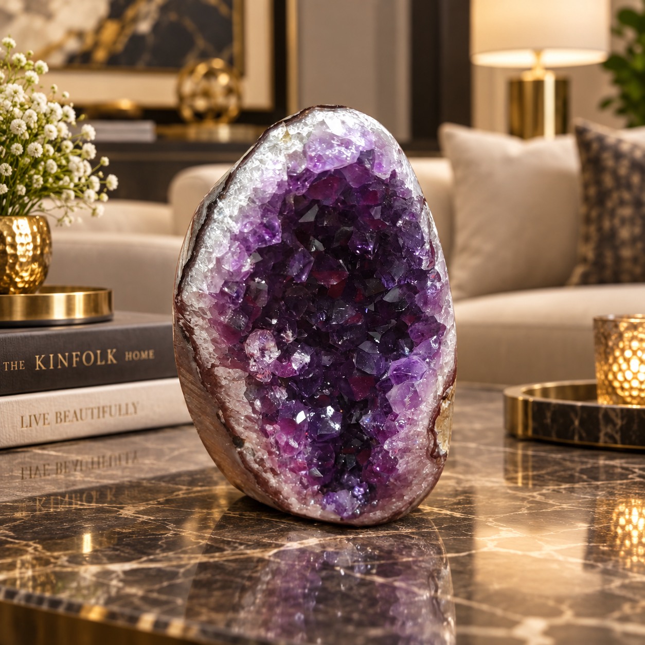Premium Natural Amethyst Crystal – Purple Crystal Home Décor & Serenity Accent | Size: 9×5 | 227 Grams