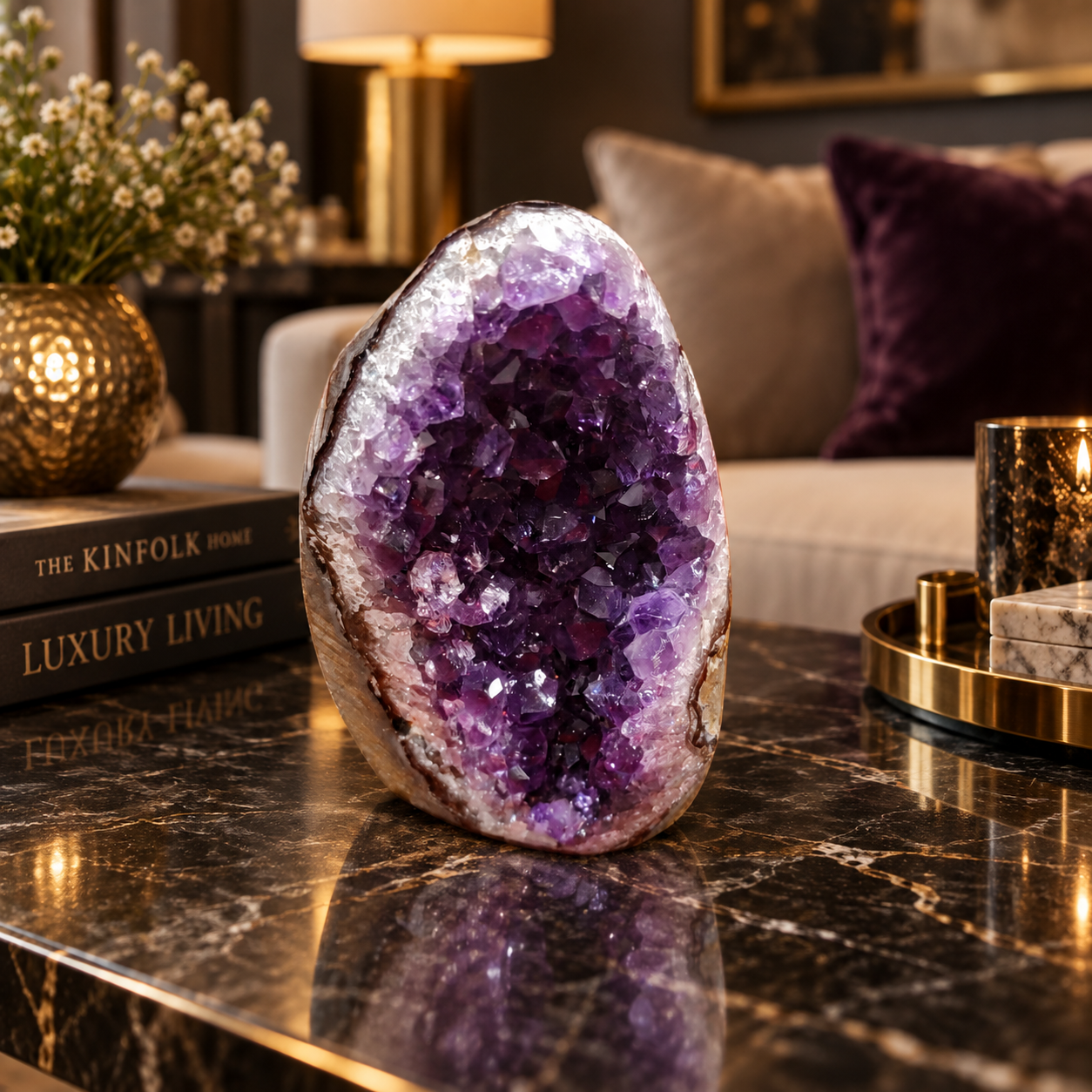 Premium Natural Amethyst Crystal – Purple Crystal Home Décor & Serenity Accent | Size: 9×5 | 227 Grams