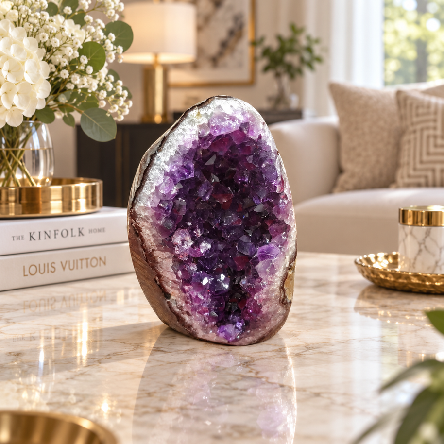 Premium Natural Amethyst Crystal – Purple Crystal Home Décor & Serenity Accent | Size: 9×5 | 227 Grams