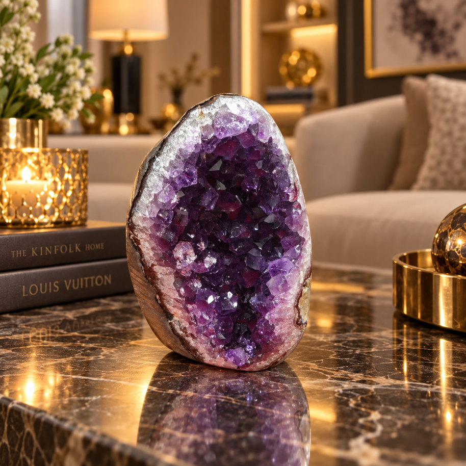 Premium Natural Amethyst Crystal – Purple Crystal Home Décor & Serenity Accent | Size: 9×5 | 227 Grams