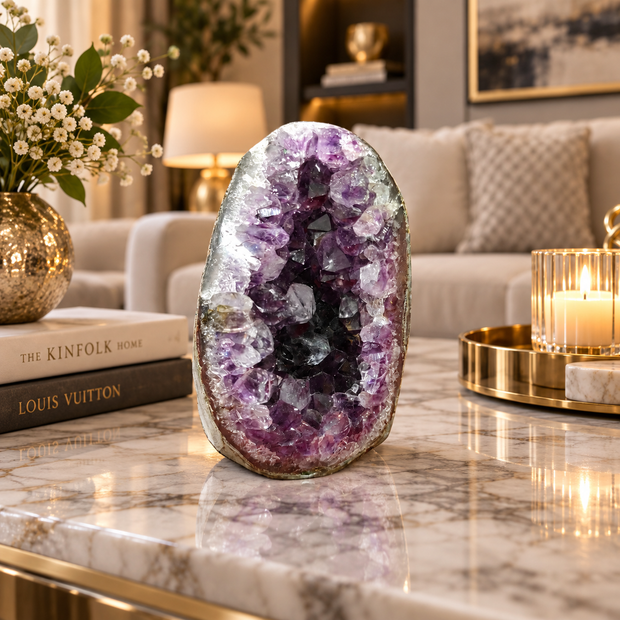 Premium Natural Amethyst Crystal – Purple Crystal Home Décor & Serenity Accent | Size: 5×8 | 252 Grams