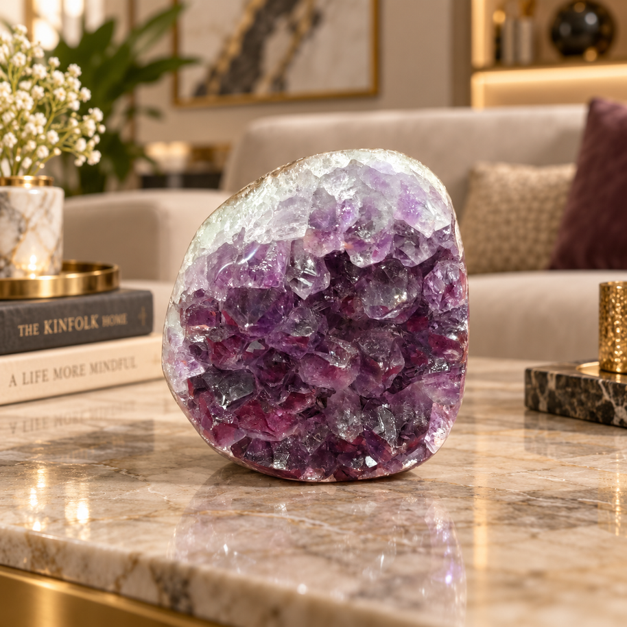 Premium Natural Amethyst Crystal – Purple Crystal Home Décor & Serenity Accent | Size: 6×7 | 437 Grams