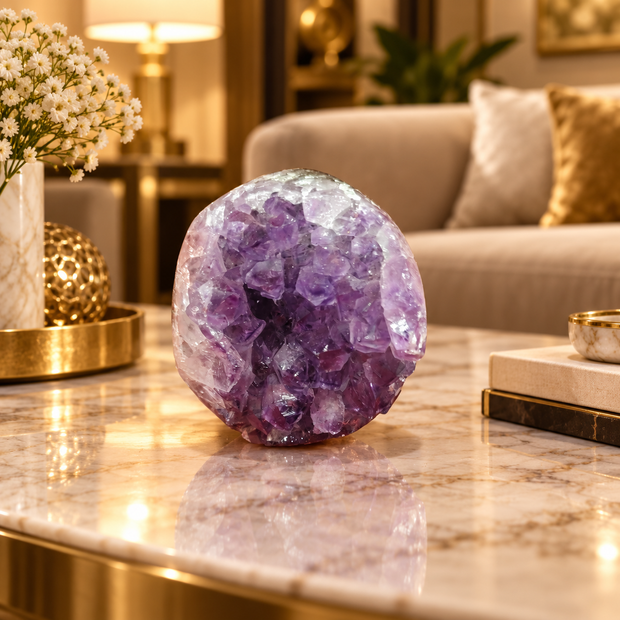 Premium Natural Amethyst Crystal – Purple Crystal Home Décor & Serenity Accent | Size: 6×7 | 319 Grams