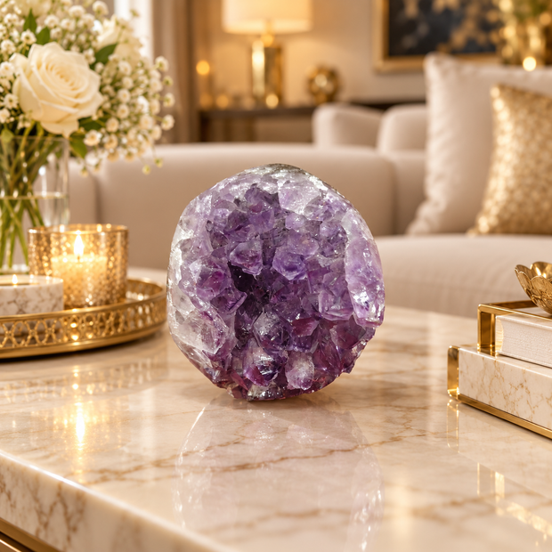 Premium Natural Amethyst Crystal – Purple Crystal Home Décor & Serenity Accent | Size: 6×7 | 319 Grams