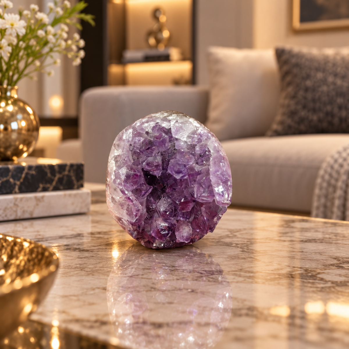 Premium Natural Amethyst Crystal – Purple Crystal Home Décor & Serenity Accent | Size: 6×7 | 319 Grams