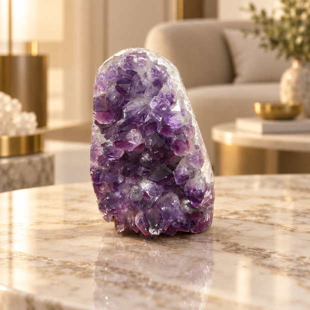 Premium Natural Amethyst Crystal – Purple Crystal Home Décor & Serenity Accent | Size: 6×7 | 397 Grams