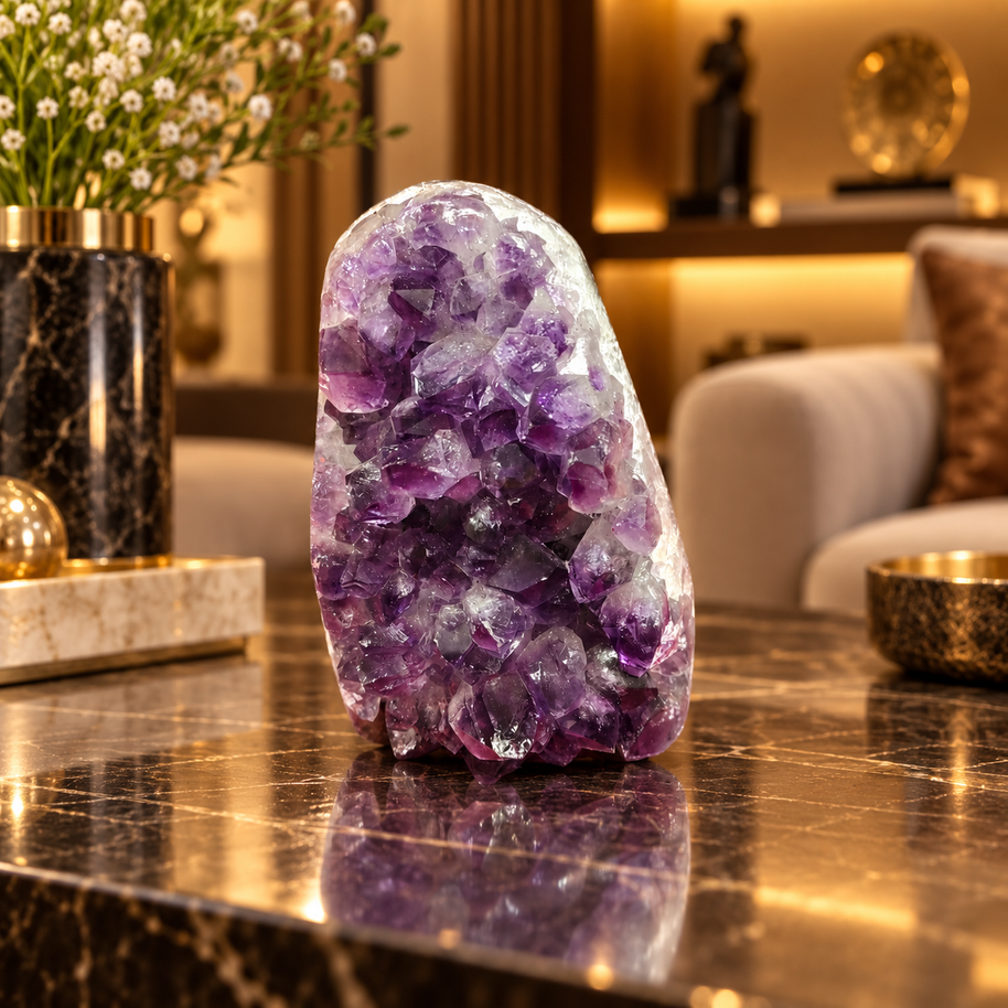 Premium Natural Amethyst Crystal – Purple Crystal Home Décor & Serenity Accent | Size: 6×7 | 397 Grams