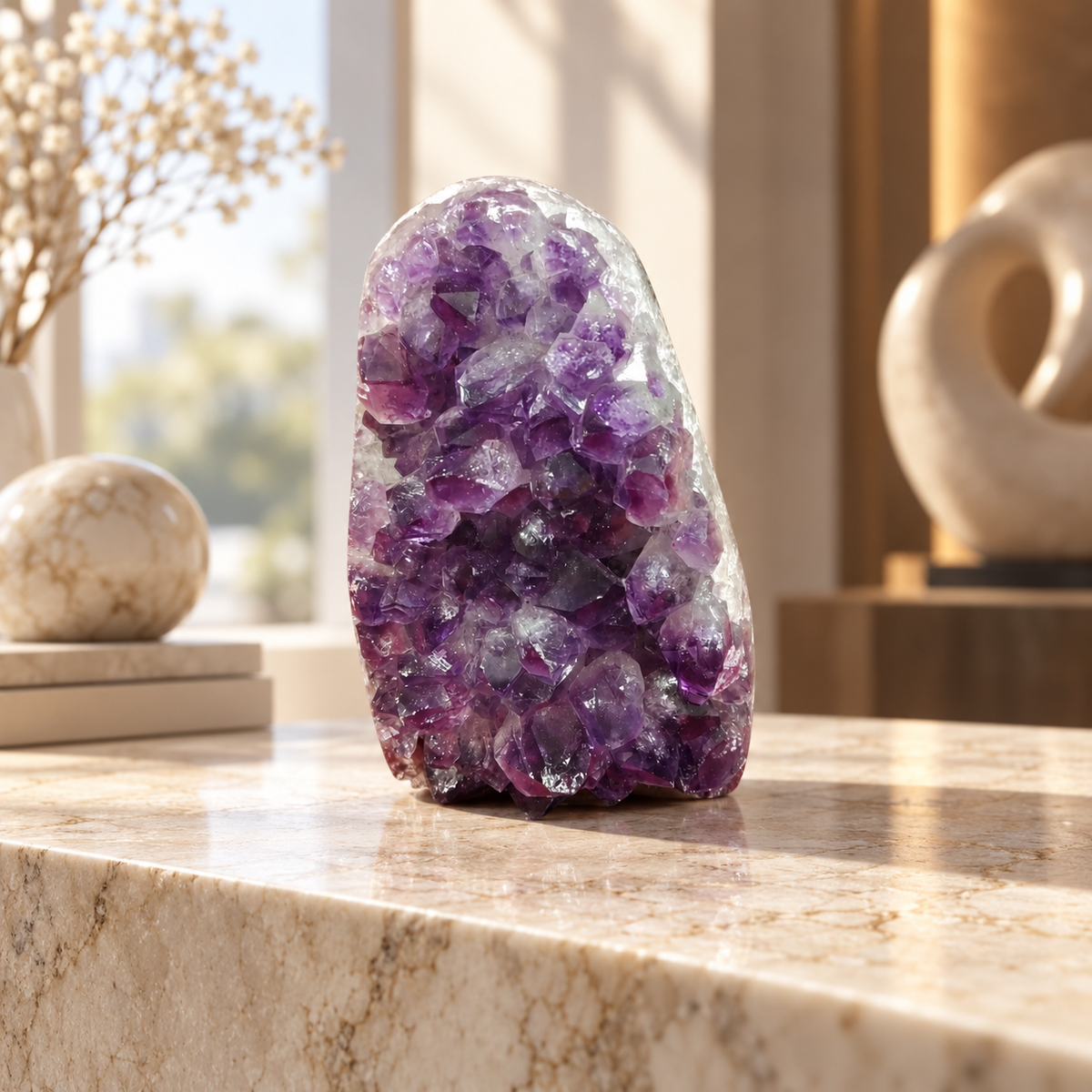 Premium Natural Amethyst Crystal – Purple Crystal Home Décor & Serenity Accent | Size: 6×7 | 397 Grams