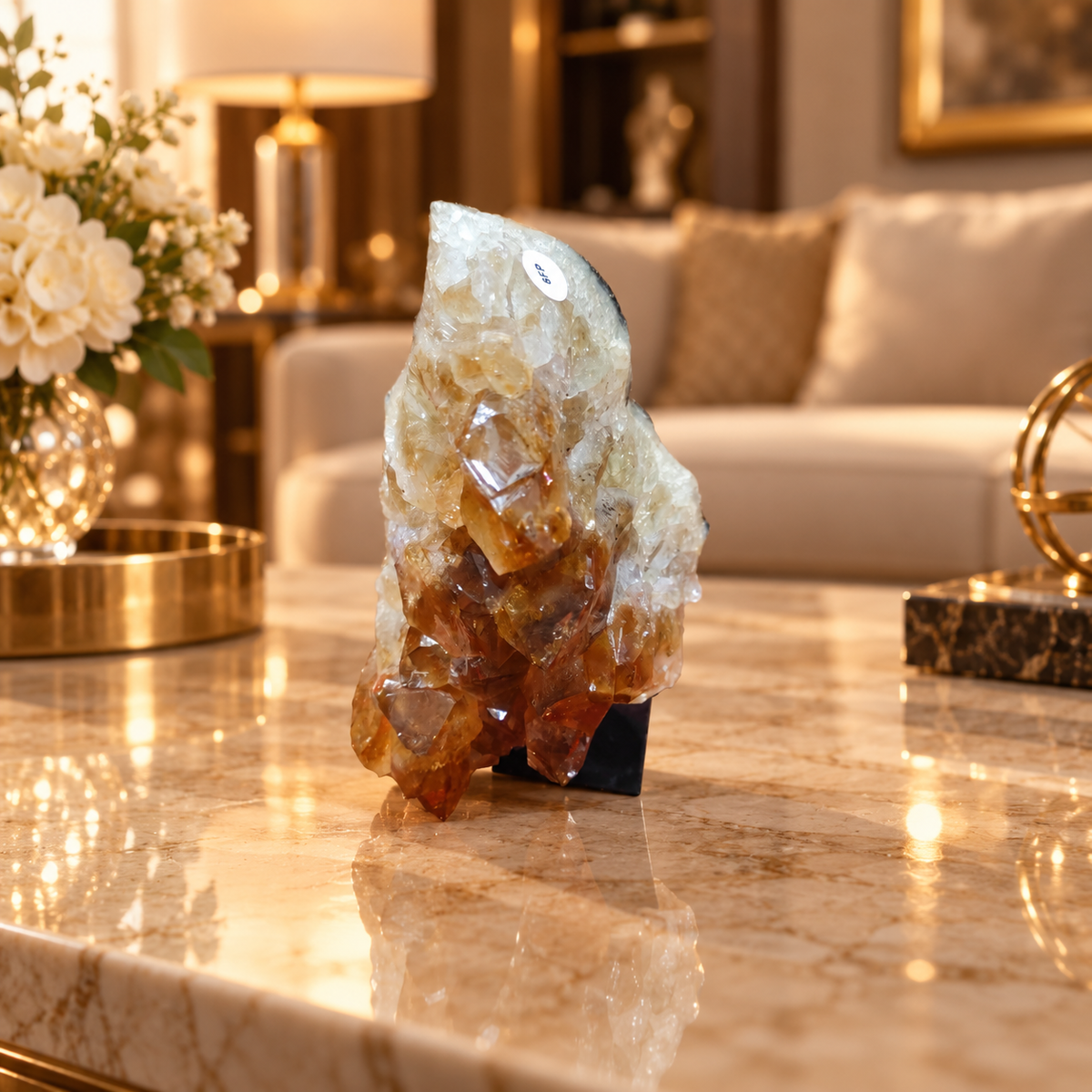 Premium Citrine Crystal Formation – Natural Prosperity & Abundance Home Décor (5×11 cm, 536 gm)