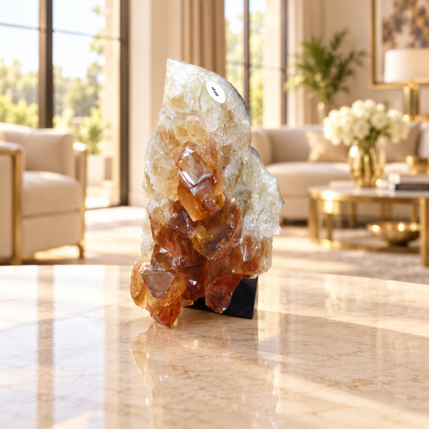 Premium Citrine Crystal Formation – Natural Prosperity & Abundance Home Décor (5×11 cm, 536 gm)