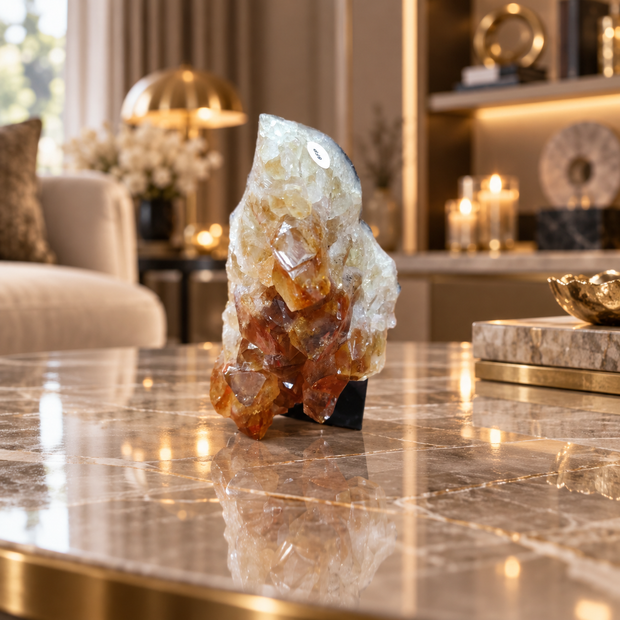 Premium Citrine Crystal Formation – Natural Prosperity & Abundance Home Décor (5×11 cm, 536 gm)