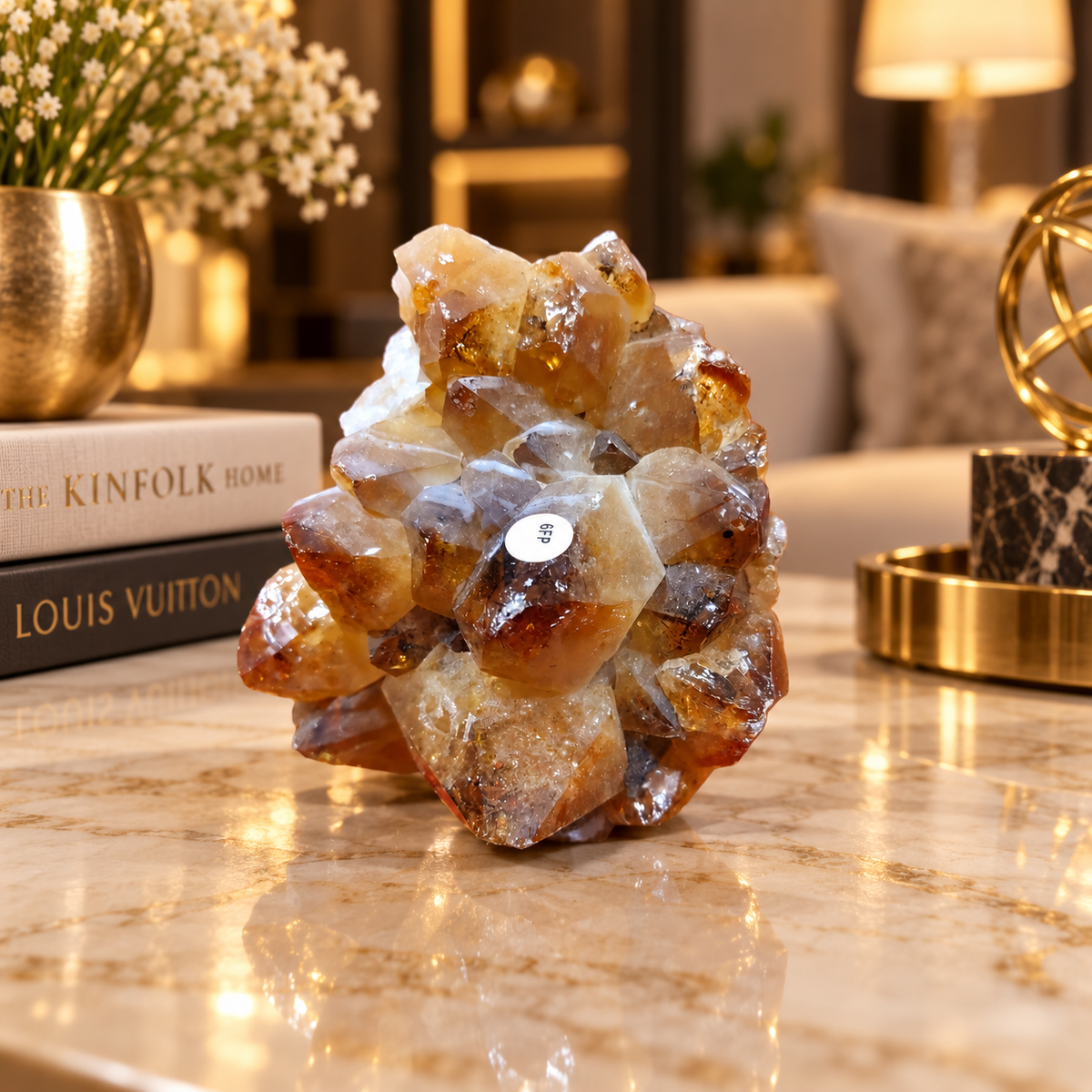 Natural Citrine Crystal Cluster Décor – Abundance, Success & Positive Energy Symbol (9×8 cm, 1.043 kg)