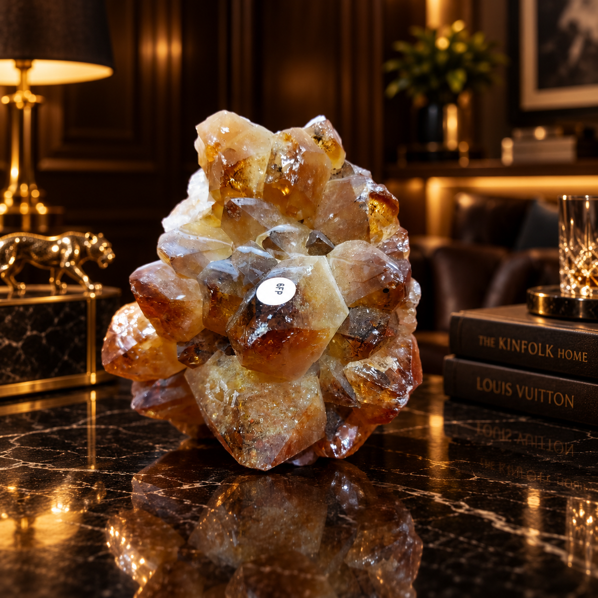 Natural Citrine Crystal Cluster Décor – Abundance, Success & Positive Energy Symbol (9×8 cm, 1.043 kg)