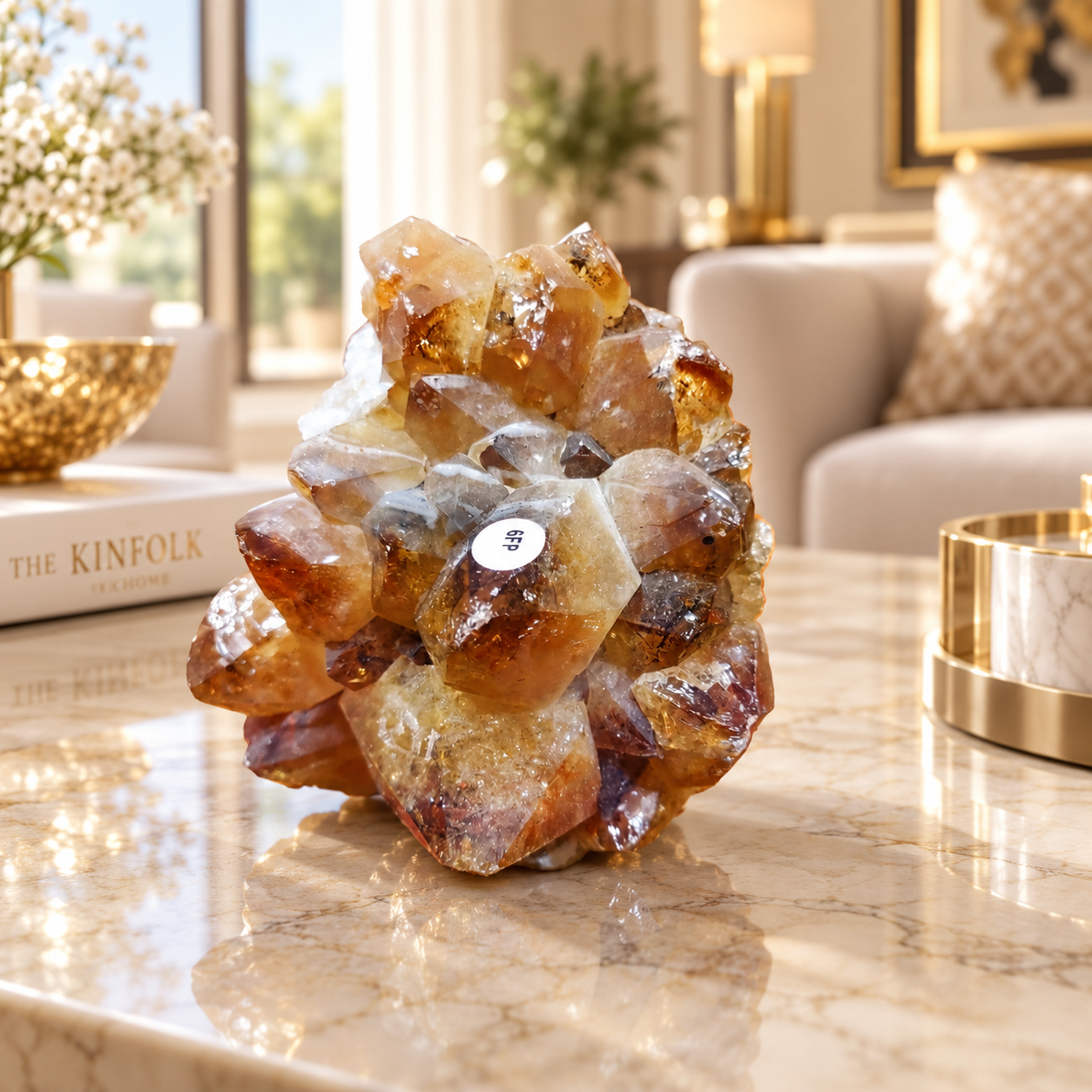 Natural Citrine Crystal Cluster Décor – Abundance, Success & Positive Energy Symbol (9×8 cm, 1.043 kg)