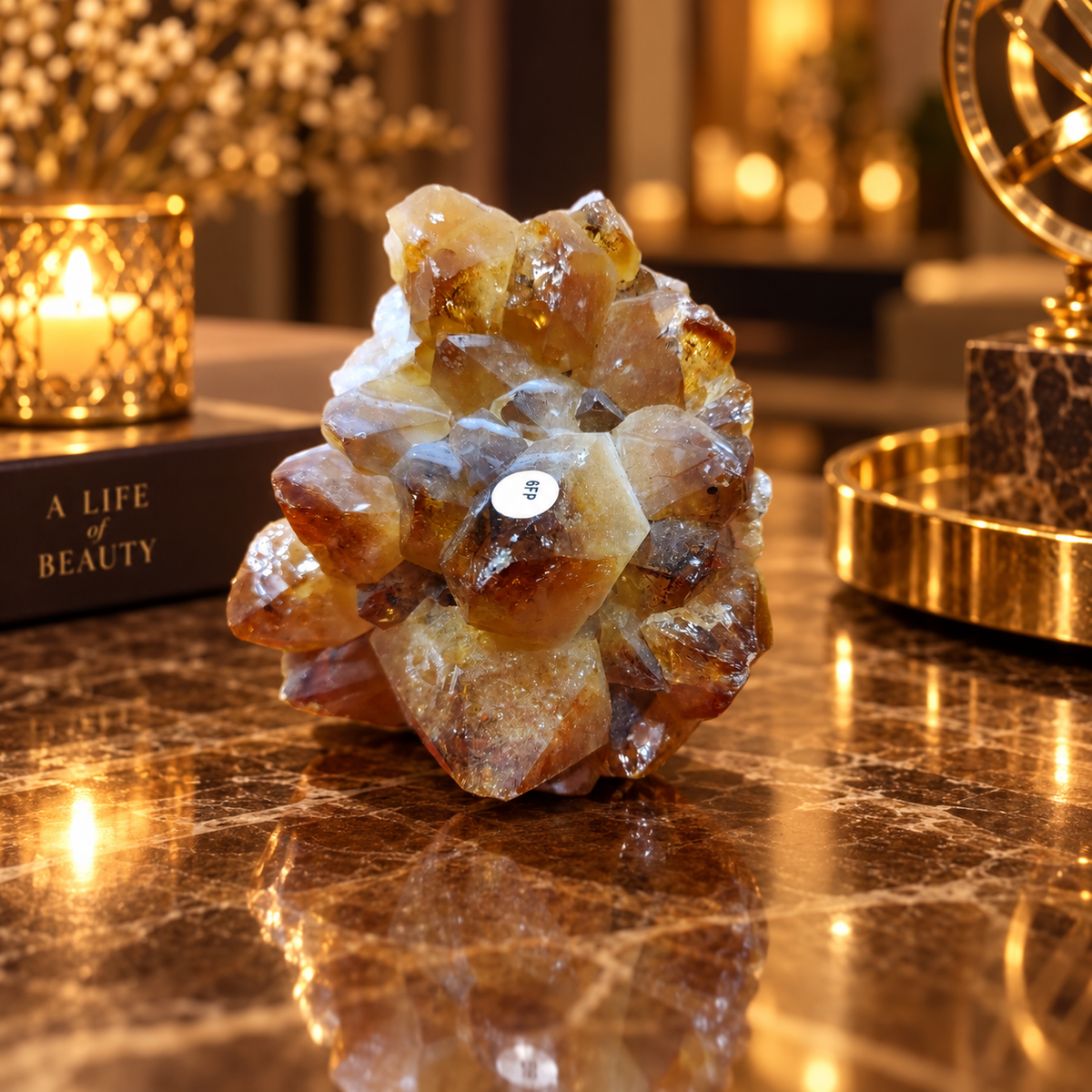 Natural Citrine Crystal Cluster Décor – Abundance, Success & Positive Energy Symbol (9×8 cm, 1.043 kg)