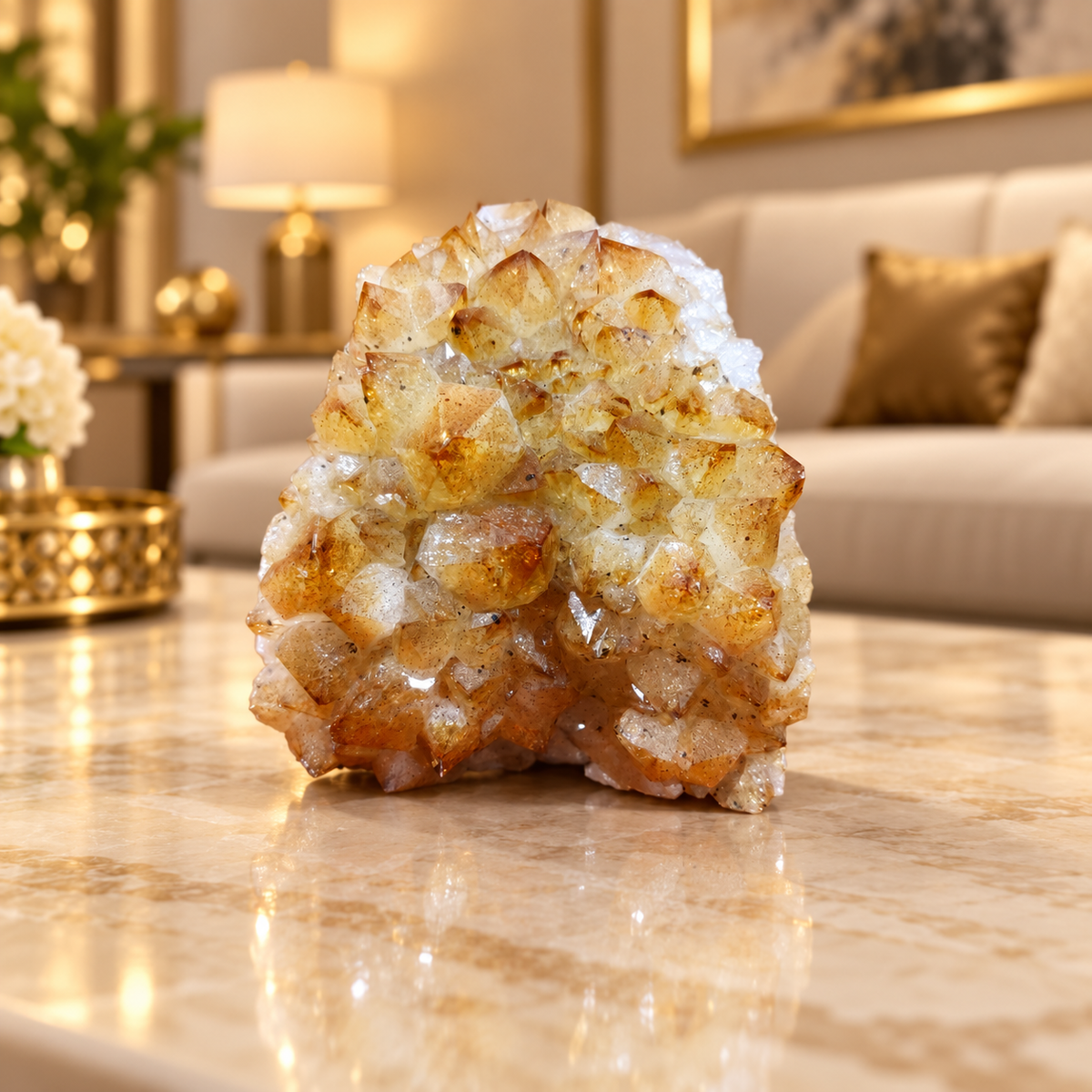 Citrine Crystal Formation Décor – Premium Natural Crystal for Abundance & Prosperity (11×11 cm, 1.283 kg)