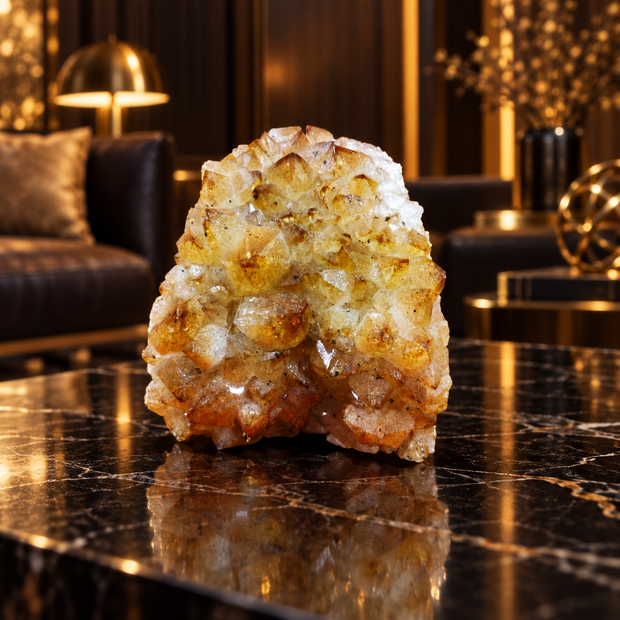 Citrine Crystal Formation Décor – Premium Natural Crystal for Abundance & Prosperity (11×11 cm, 1.283 kg)
