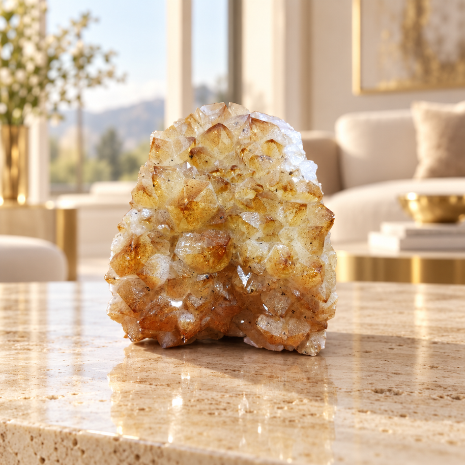 Citrine Crystal Formation Décor – Premium Natural Crystal for Abundance & Prosperity (11×11 cm, 1.283 kg)