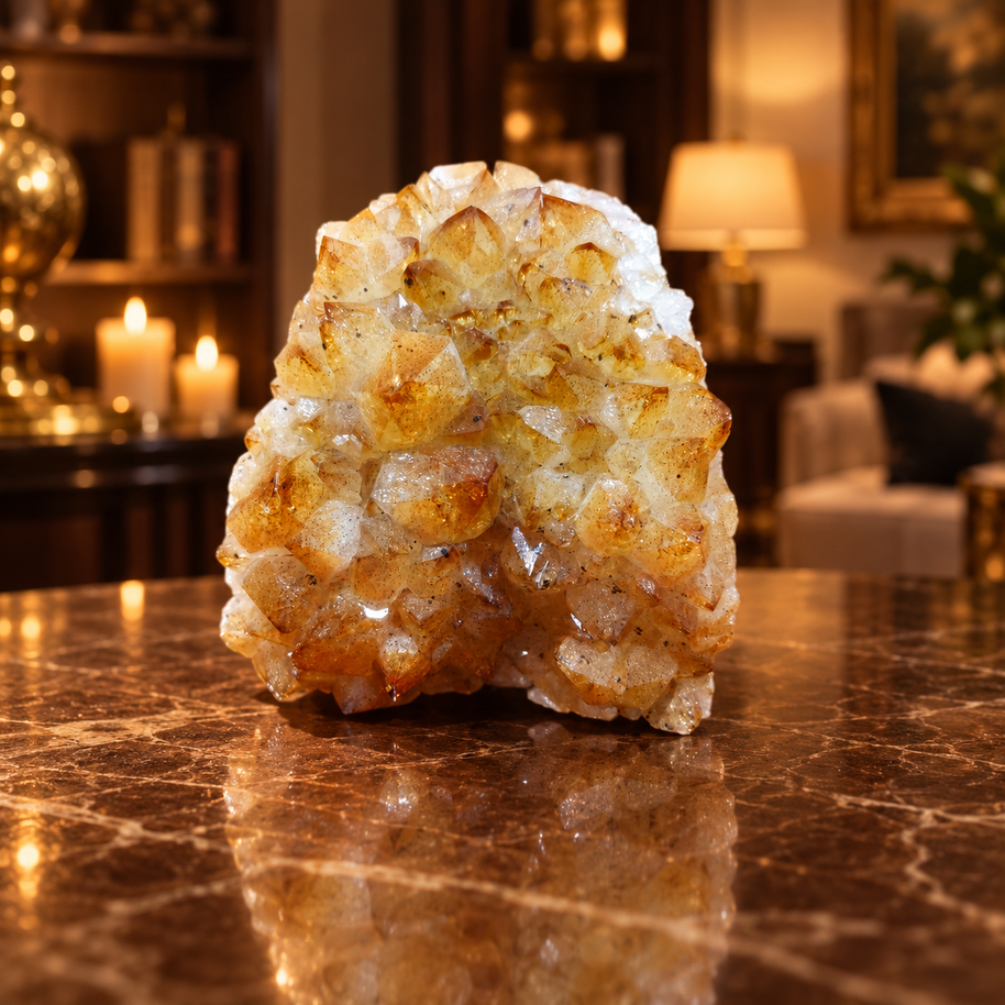 Citrine Crystal Formation Décor – Premium Natural Crystal for Abundance & Prosperity (11×11 cm, 1.283 kg)