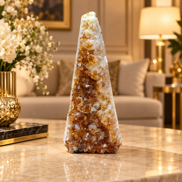 Natural Citrine Crystal Formation – Premium Abundance & Positive Energy Décor (19×8 cm, 1.617 kg)