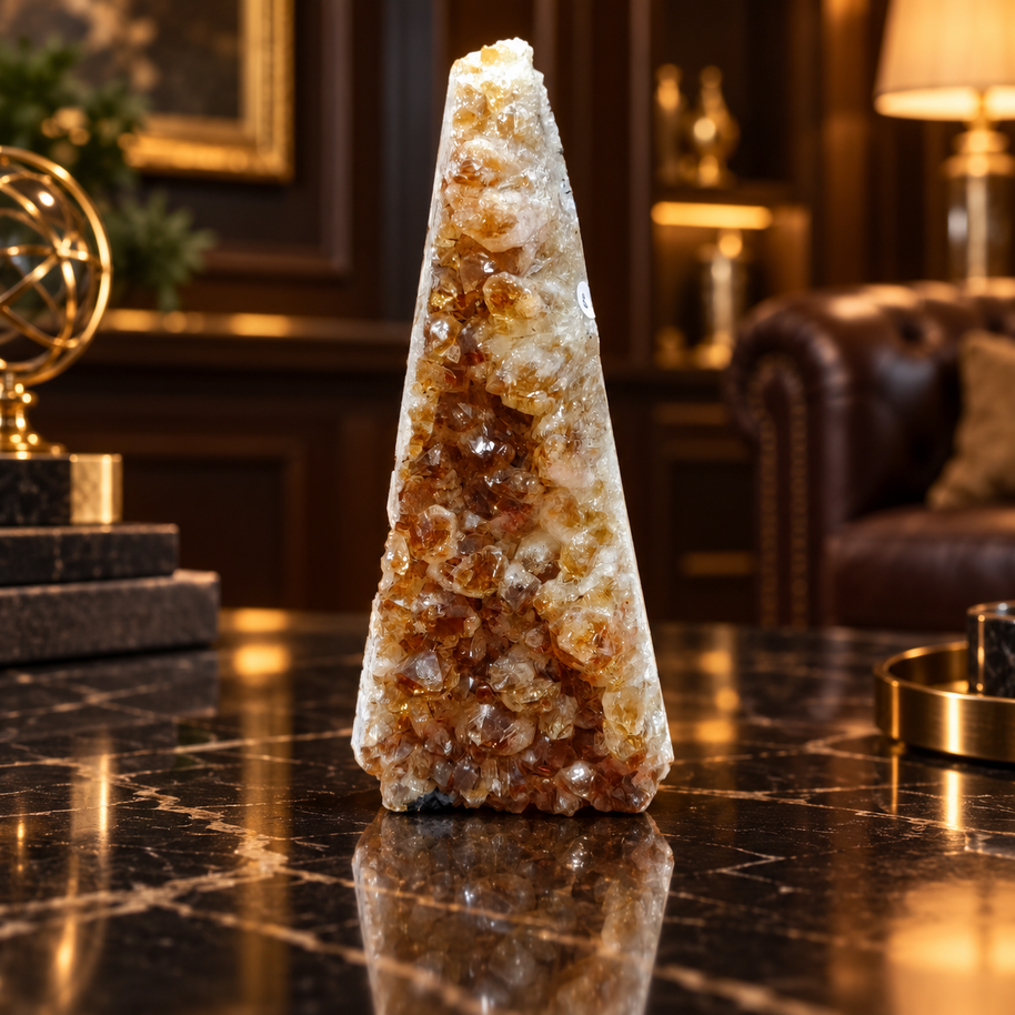 Natural Citrine Crystal Formation – Premium Abundance & Positive Energy Décor (19×8 cm, 1.617 kg)