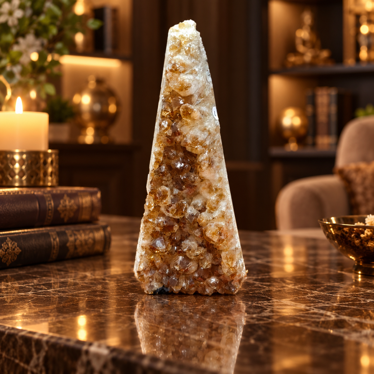Natural Citrine Crystal Formation – Premium Abundance & Positive Energy Décor (19×8 cm, 1.617 kg)