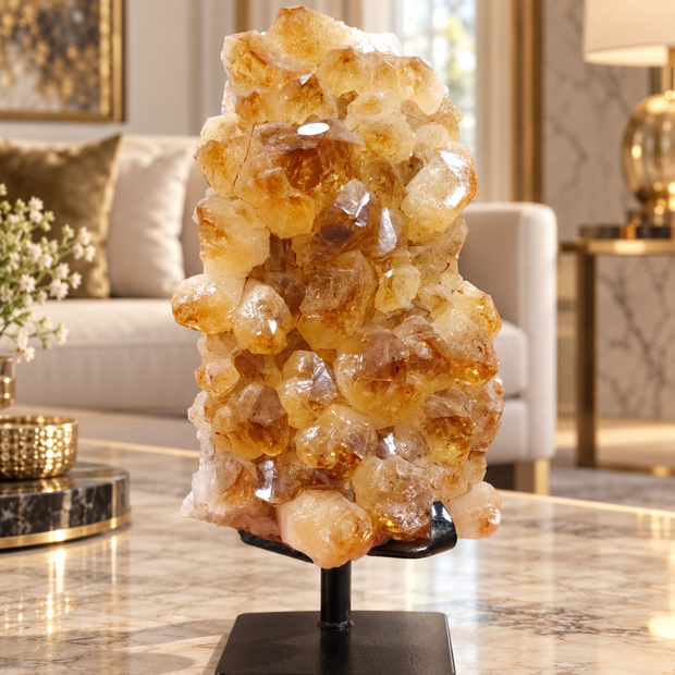 Premium Citrine Crystal Specimen – Natural Abundance, Prosperity & Positivity Décor (19×11 cm, 2.975 kg)