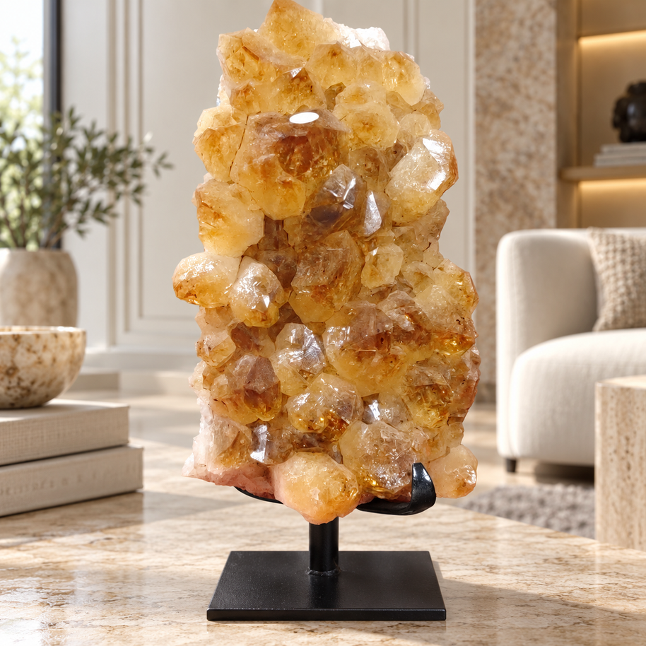 Premium Citrine Crystal Specimen – Natural Abundance, Prosperity & Positivity Décor (19×11 cm, 2.975 kg)