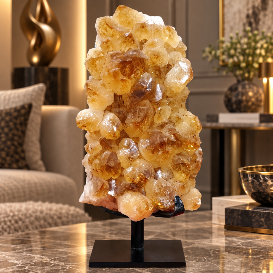 Premium Citrine Crystal Specimen – Natural Abundance, Prosperity & Positivity Décor (19×11 cm, 2.975 kg)