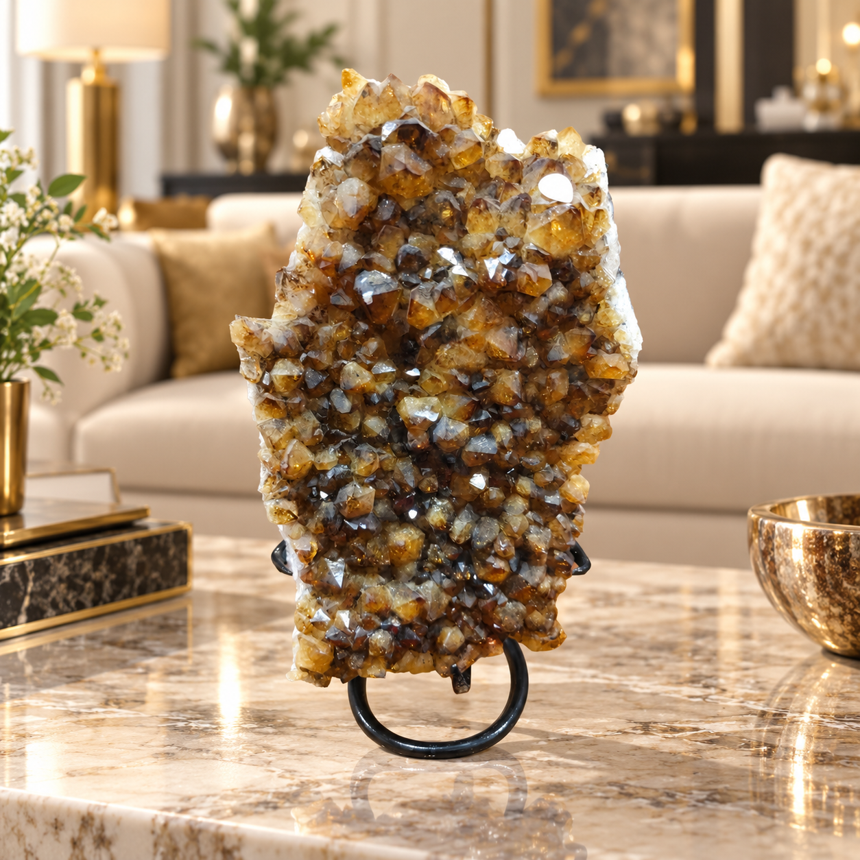 Natural Citrine Crystal Formation Décor – Premium Wealth & Positive Energy Accent (20×12 cm, 1.495 kg)