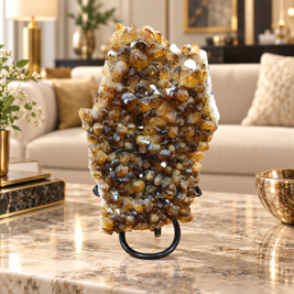 Natural Citrine Crystal Formation Décor – Premium Wealth & Positive Energy Accent (20×12 cm, 1.495 kg)