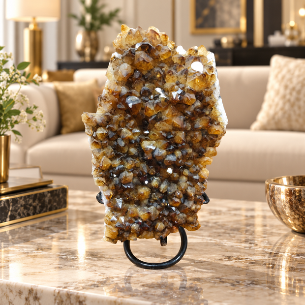 Natural Citrine Crystal Formation Décor – Premium Wealth & Positive Energy Accent (20×12 cm, 1.495 kg)