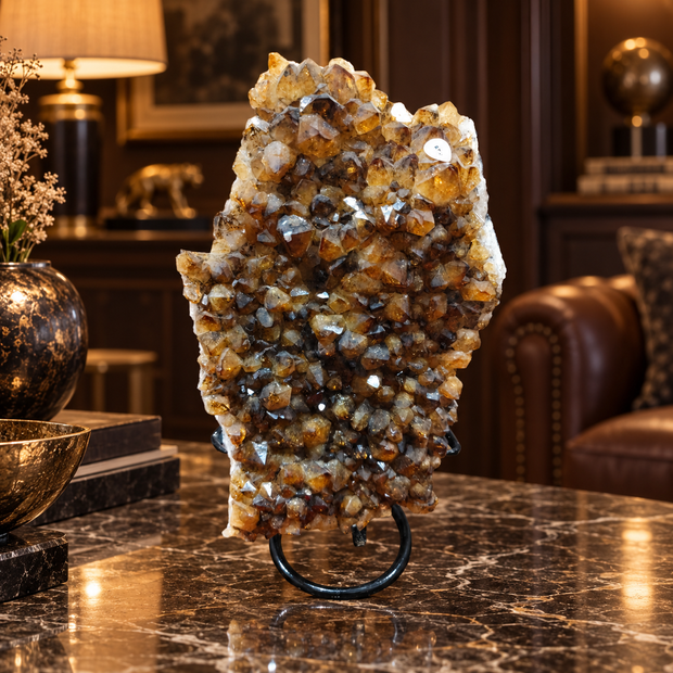 Natural Citrine Crystal Formation Décor – Premium Wealth & Positive Energy Accent (20×12 cm, 1.495 kg)