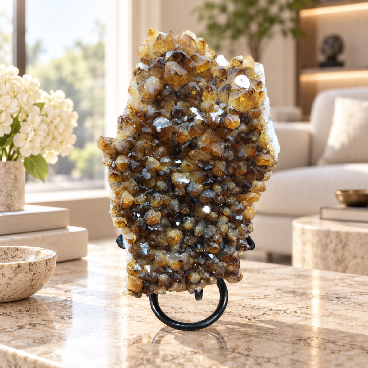 Natural Citrine Crystal Formation Décor – Premium Wealth & Positive Energy Accent (20×12 cm, 1.495 kg)