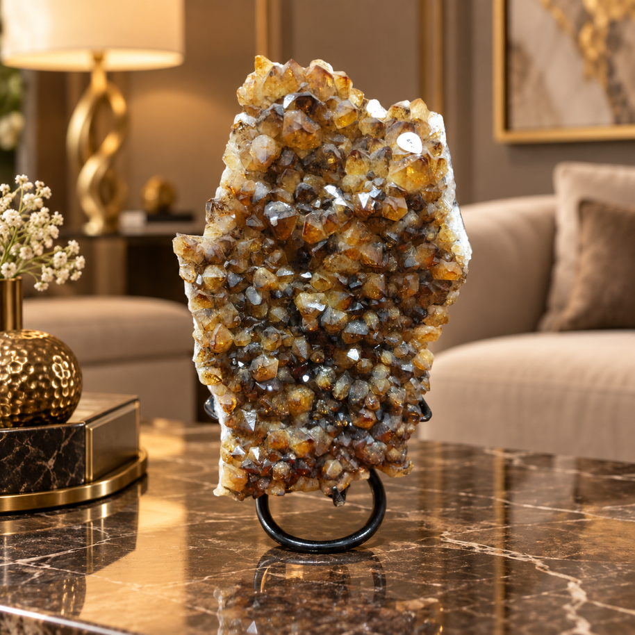 Natural Citrine Crystal Formation Décor – Premium Wealth & Positive Energy Accent (20×12 cm, 1.495 kg)