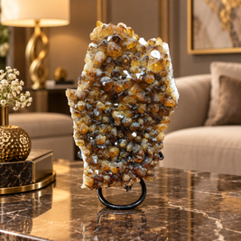 Natural Citrine Crystal Formation Décor – Premium Wealth & Positive Energy Accent (20×12 cm, 1.495 kg)