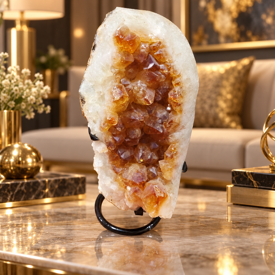 Premium Citrine Crystal Cluster – Natural Abundance, Prosperity & Success Décor (10×18 cm, 2.03 kg)