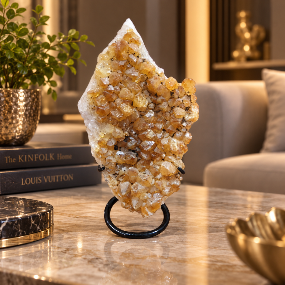 Citrine Crystal Décor Piece – Premium Natural Formation for Positivity & Abundance (17×9 cm, 695 gm)