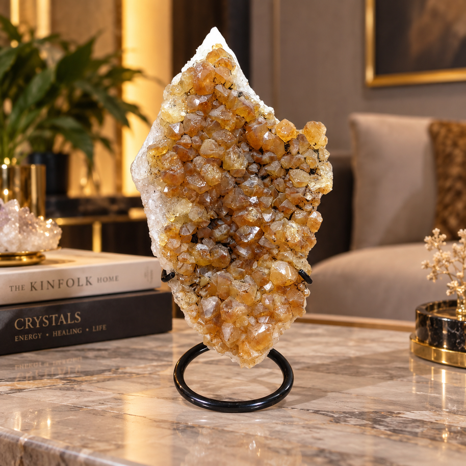Citrine Crystal Décor Piece – Premium Natural Formation for Positivity & Abundance (17×9 cm, 695 gm)