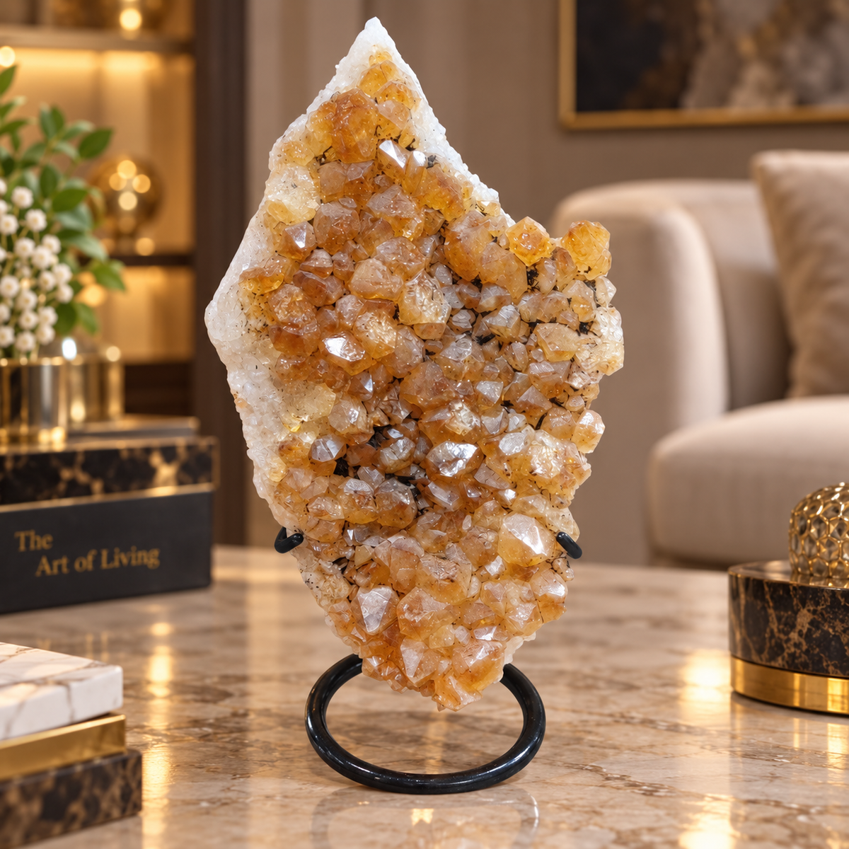 Citrine Crystal Décor Piece – Premium Natural Formation for Positivity & Abundance (17×9 cm, 695 gm)
