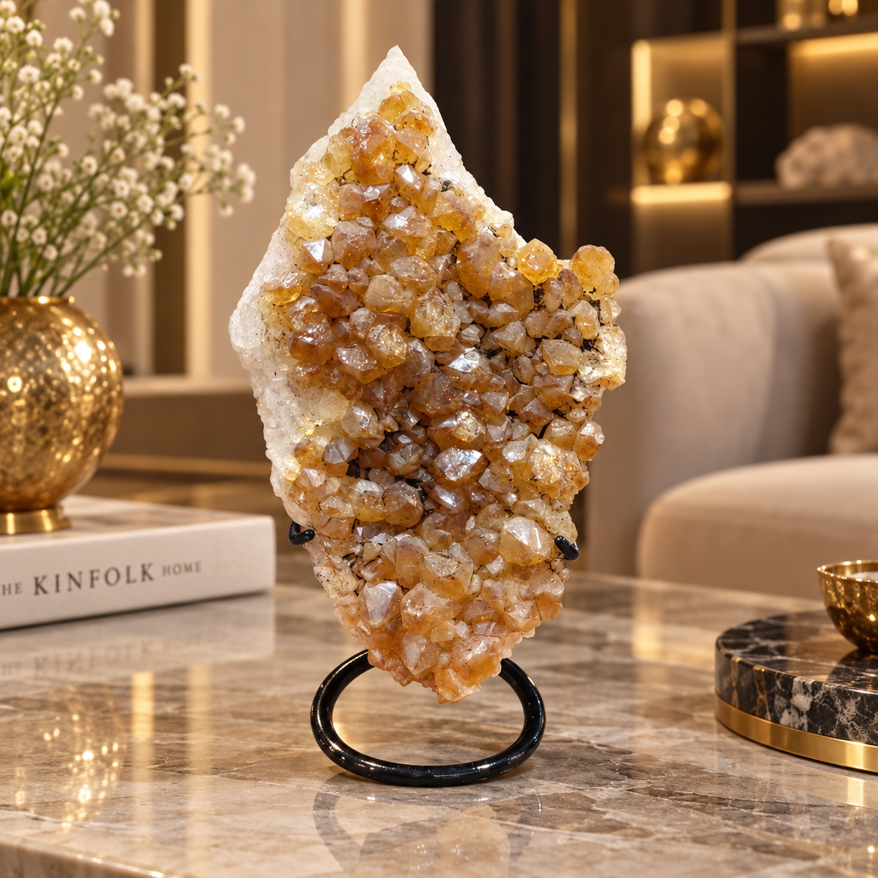 Citrine Crystal Décor Piece – Premium Natural Formation for Positivity & Abundance (17×9 cm, 695 gm)