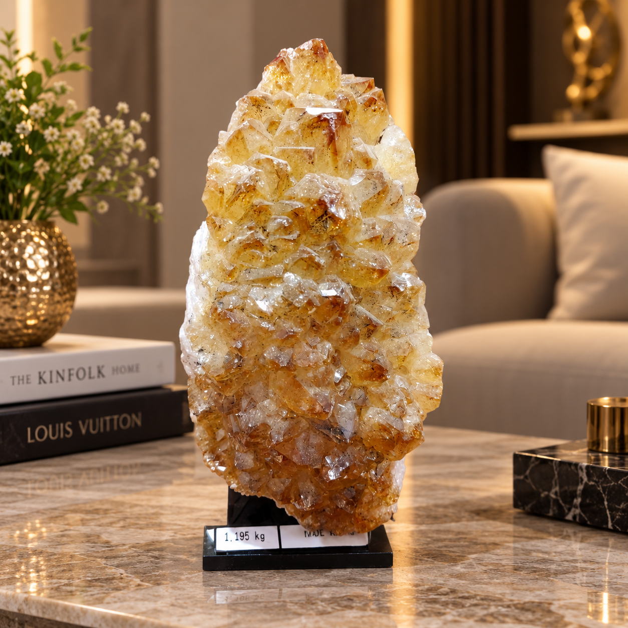 Premium Citrine Crystal Formation – Natural Prosperity & Abundance Home Décor (19×8 cm, 1.195 kg)