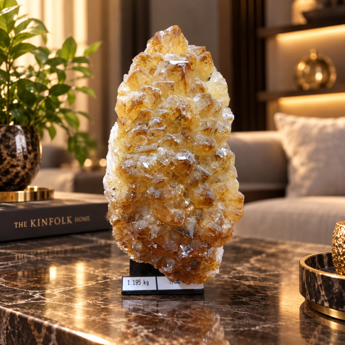 Premium Citrine Crystal Formation – Natural Prosperity & Abundance Home Décor (19×8 cm, 1.195 kg)