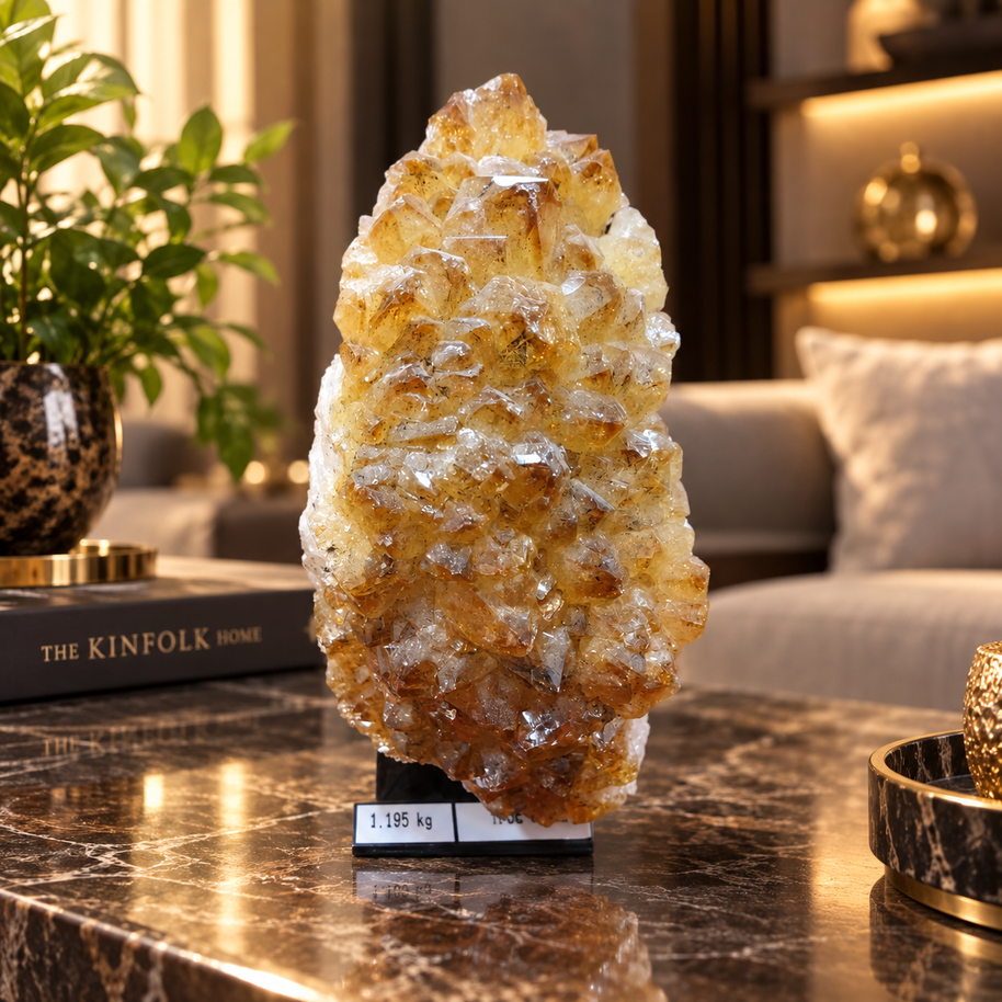 Premium Citrine Crystal Formation – Natural Prosperity & Abundance Home Décor (19×8 cm, 1.195 kg)