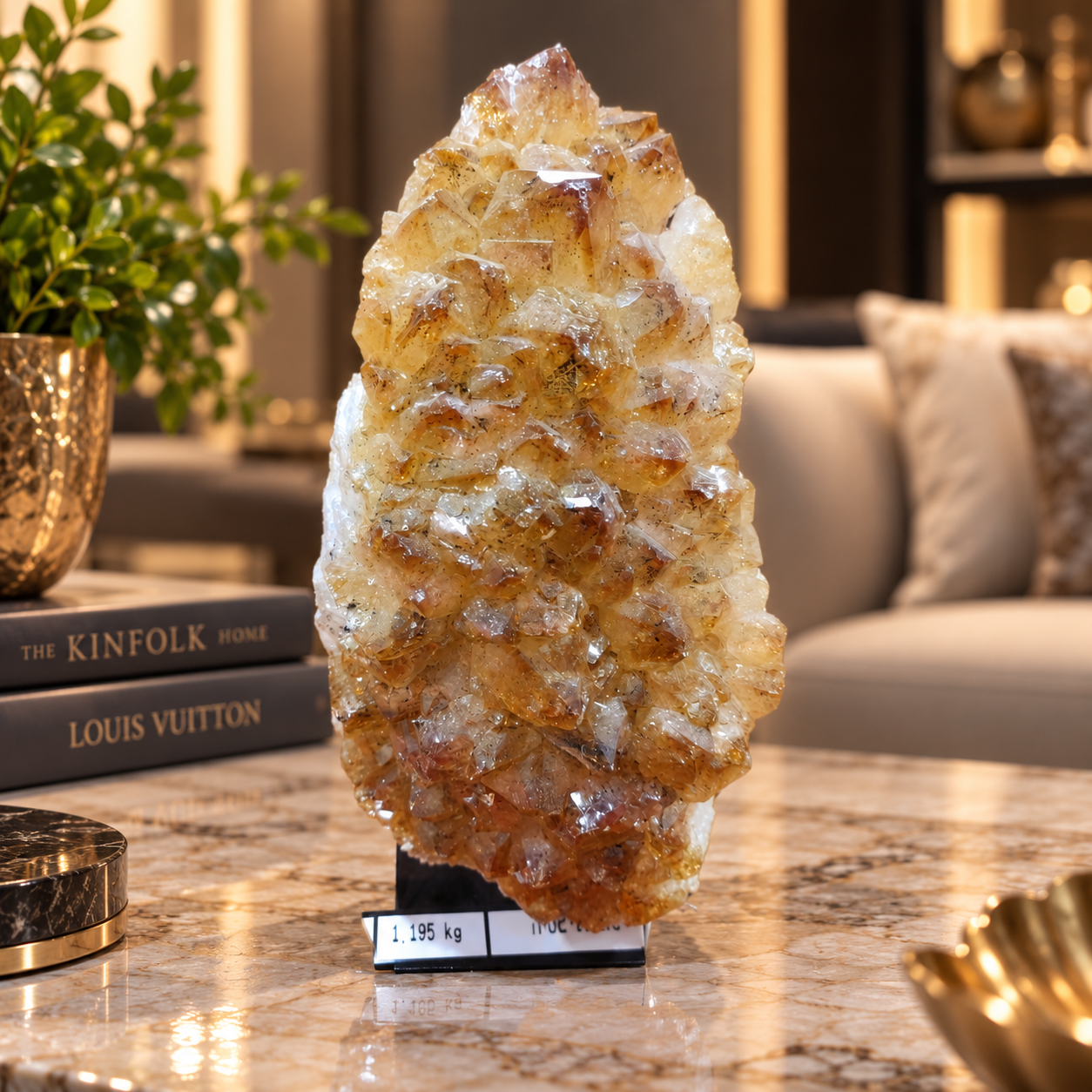 Premium Citrine Crystal Formation – Natural Prosperity & Abundance Home Décor (19×8 cm, 1.195 kg)