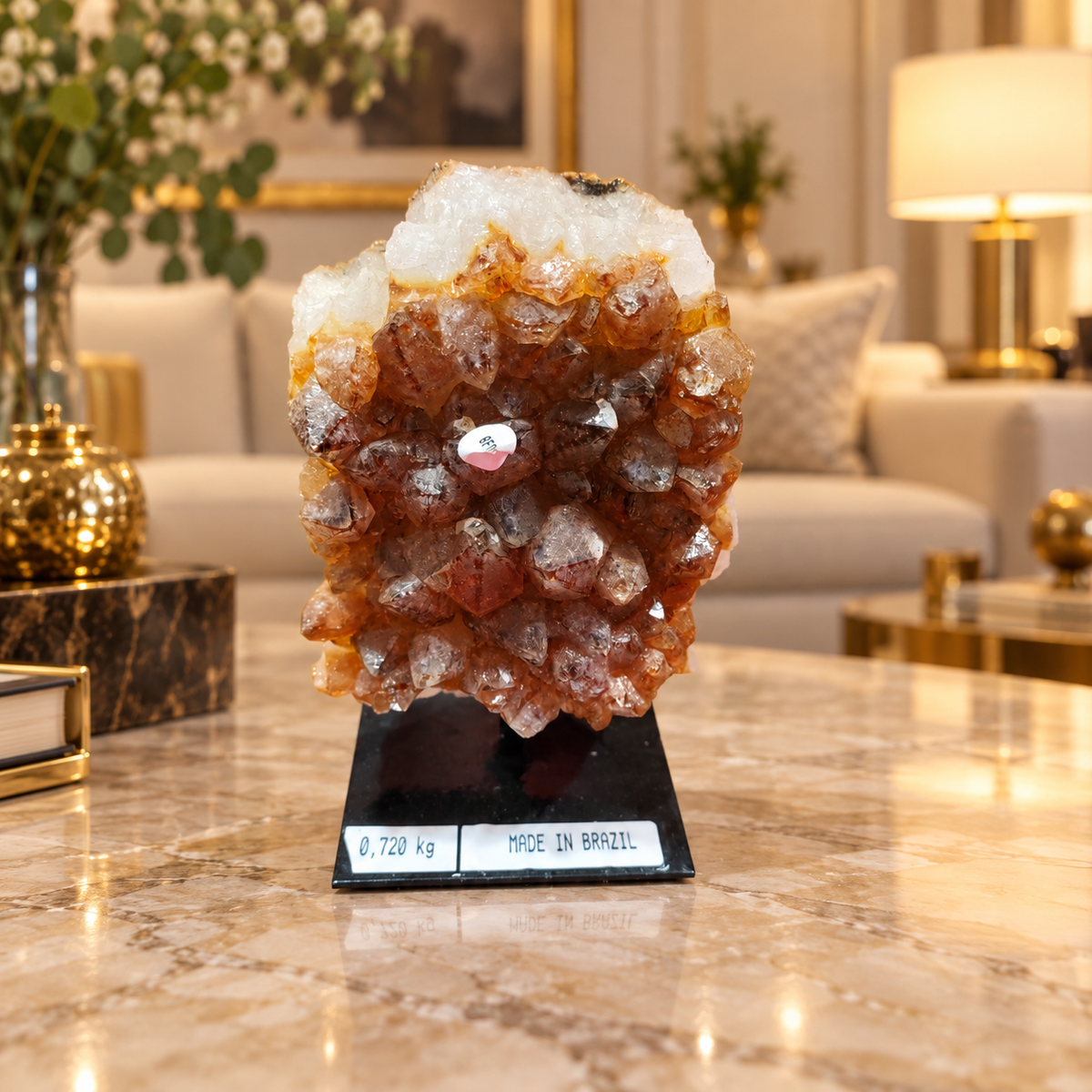 Natural Citrine Crystal Cluster Décor – Abundance, Success & Positive Energy Symbol (8×10 cm, 720 gm)