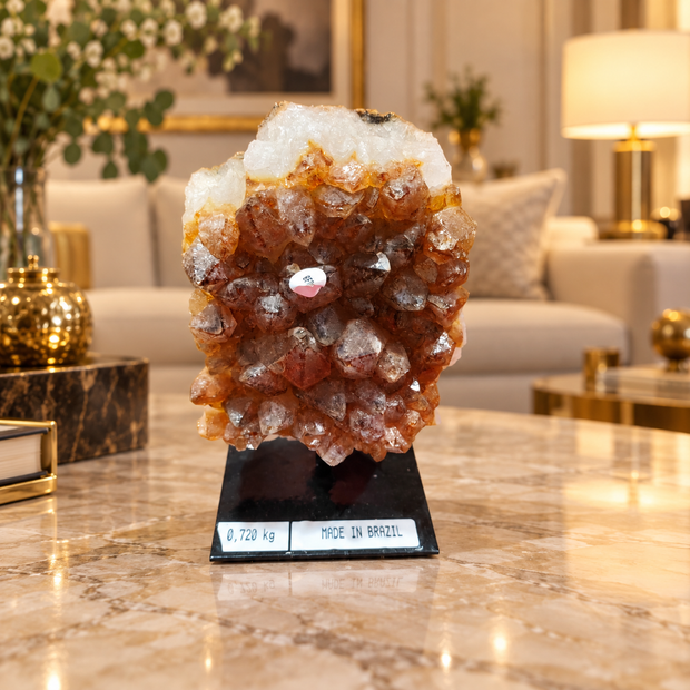 Natural Citrine Crystal Cluster Décor – Abundance, Success & Positive Energy Symbol (8×10 cm, 720 gm)