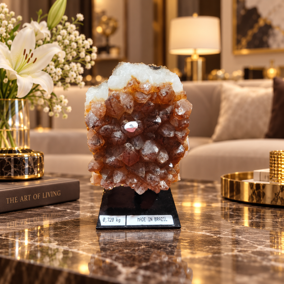 Natural Citrine Crystal Cluster Décor – Abundance, Success & Positive Energy Symbol (8×10 cm, 720 gm)