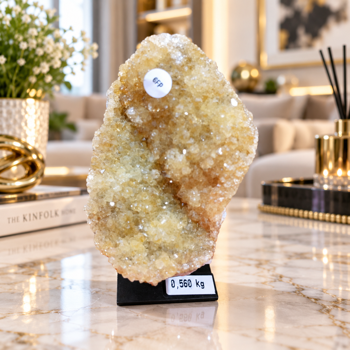 Citrine Crystal Formation Décor – Premium Natural Crystal for Abundance & Prosperity (10×7 cm, 560 gm)